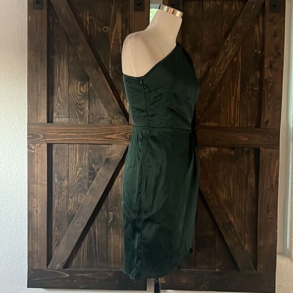 Elegant Satin One Shoulder Cut Out Waist Mini Dress - Picture 8 of 13